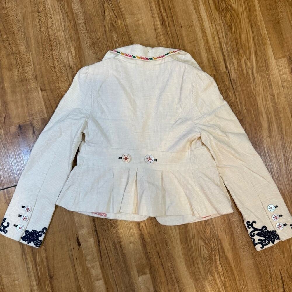 Elevenses Anthropology Rocky Shore Corduroy Embroidered Blazer Size 0P - Picture 9 of 9